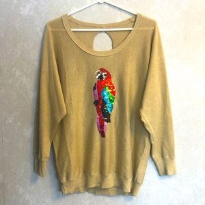 Unique sequined parrot sweater! 🦜